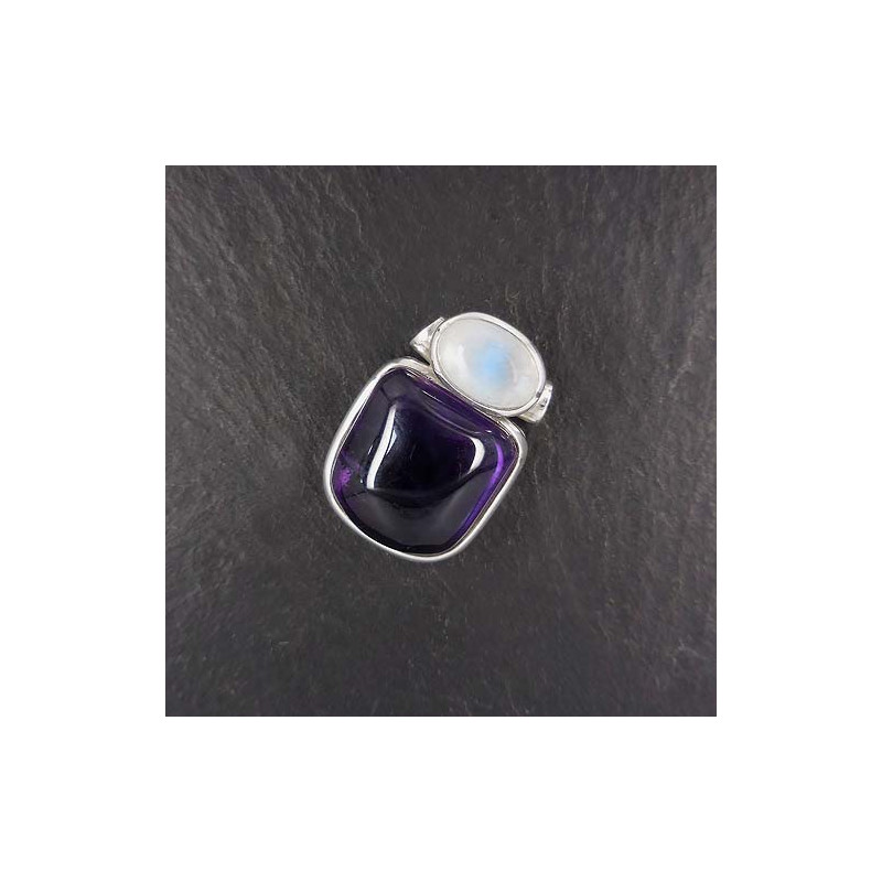 Amethyst - Anhänger mit Mondstein (S9)